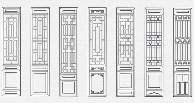 城中常用中式仿古花窗图案隔断设计图